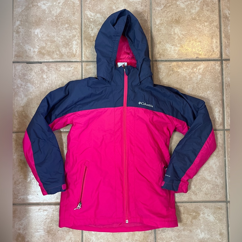 Columbia Interchange Omni-Tech Girls L 14/16 Ski jacket Winter coat Pink & navy
